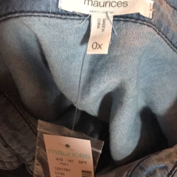 Plus sz 0x Chambray Button Up Babydoll Dress - Picture 10 of 12